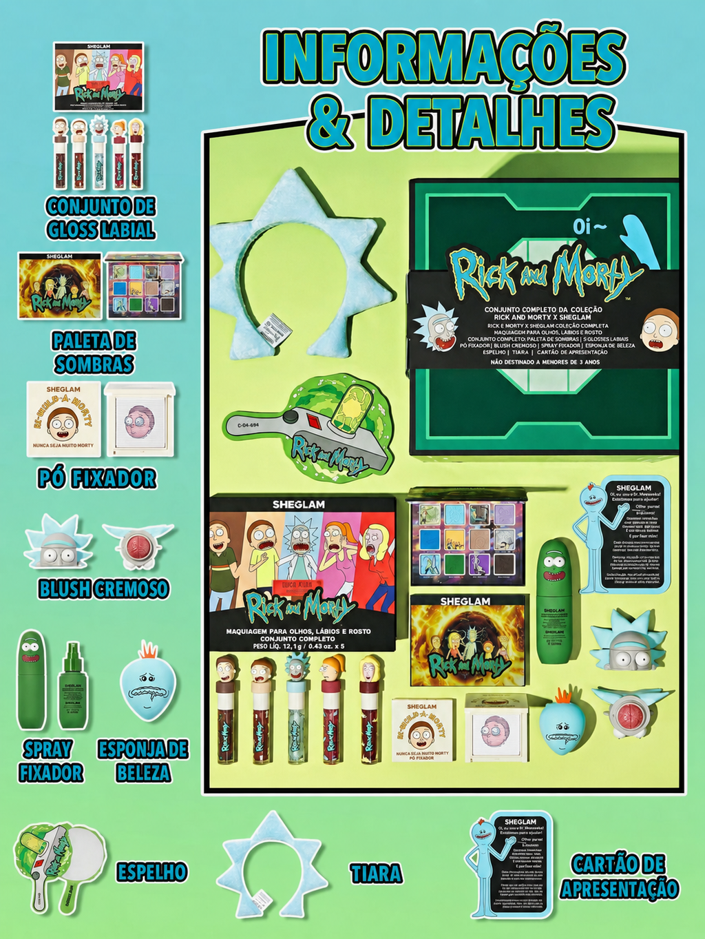 Coleção de Maquiagem Completa Rick and Morty