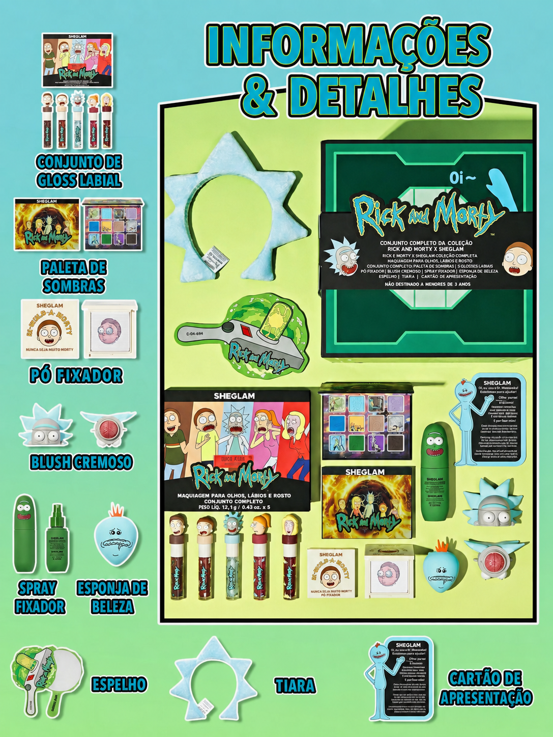 Coleção de Maquiagem Completa Rick and Morty
